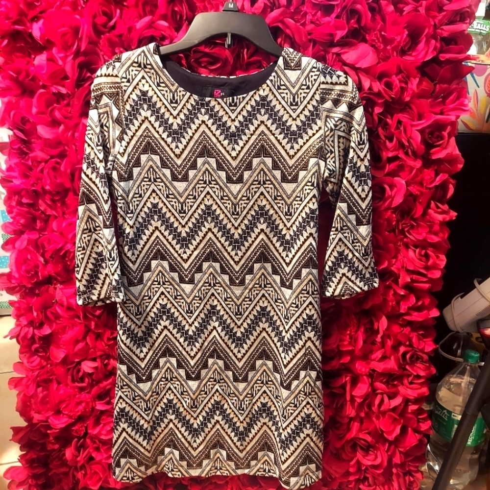 IZ Byer Girls Size 14 Tribal Dress 3/4 Sleeve USED ONCE